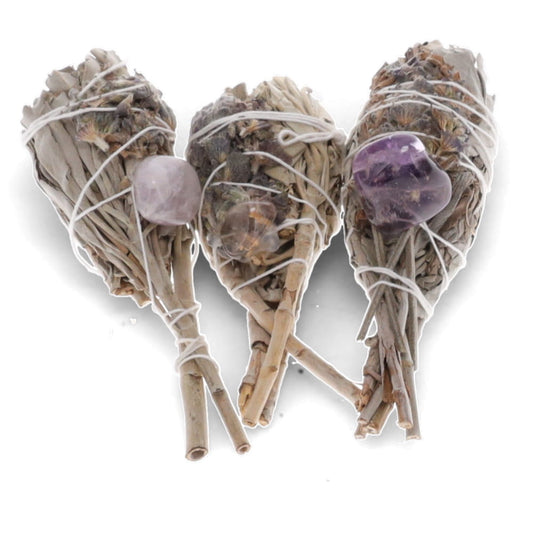 White Sage Torch with Lavender & Amethyst 8cm Smudge Stick $25 each
