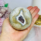 Large Mexican Crazy Lace Agate Druzy Sphere On Stand 552grams