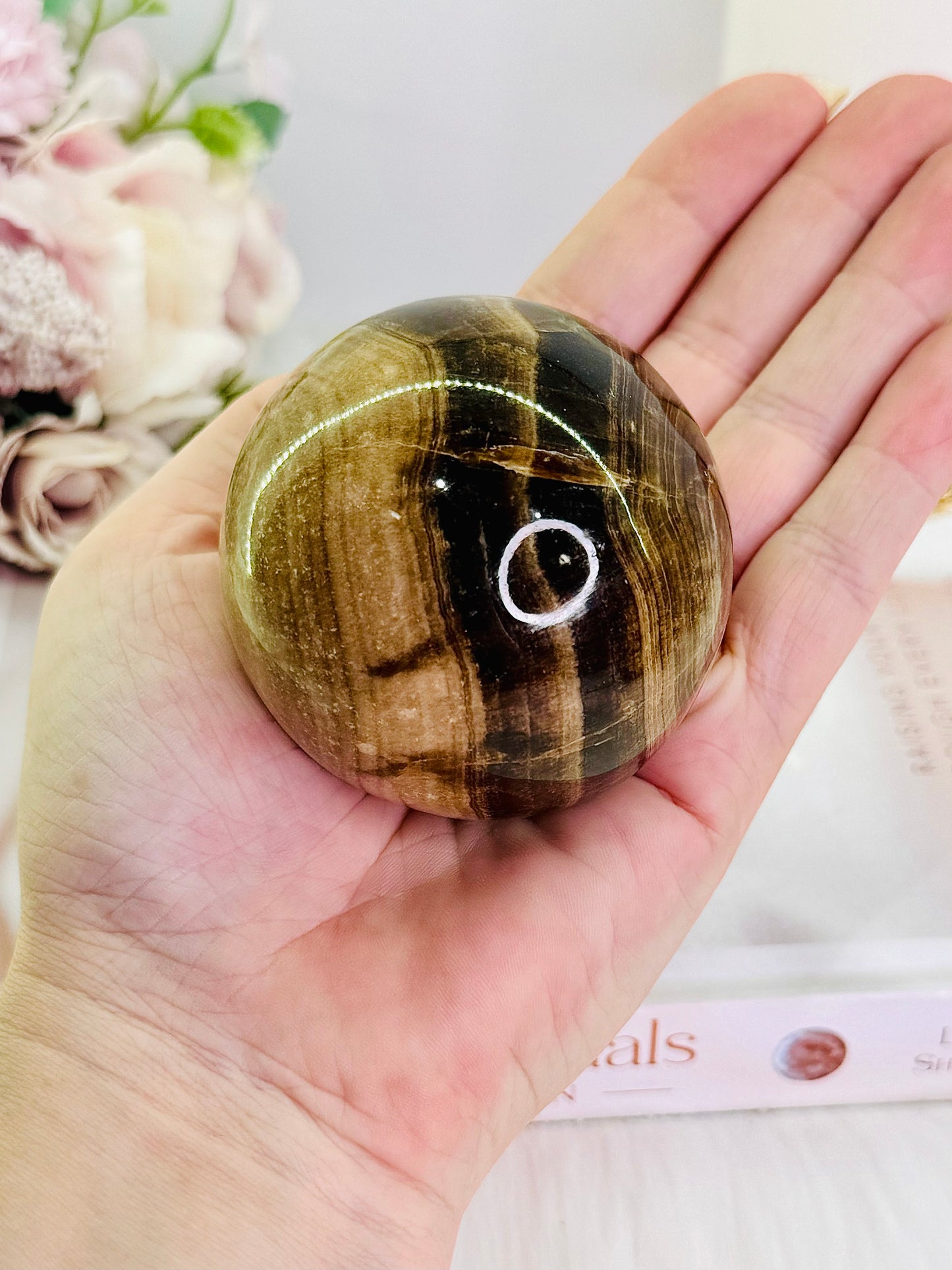 Grounding & Stabilising Stone ~ Gorgeous Chocolate Calcite Sphere 321grams On Stand