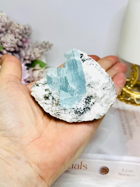 Natural Aquamarine On Matrix Specimen 145g