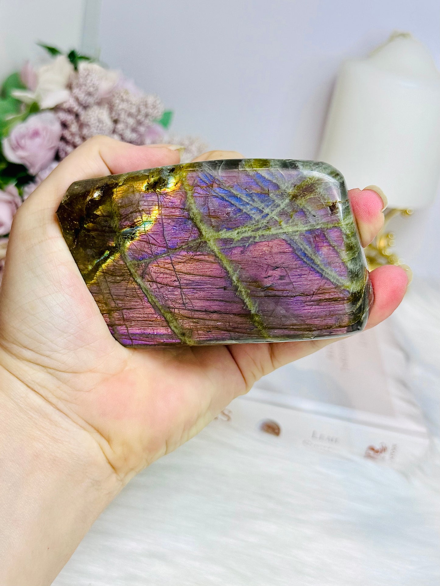Pink & Purple Flash Labradorite Freeform 9cm 385g