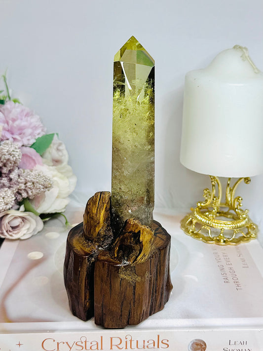 Citrine Tower in Timber Base 17cm