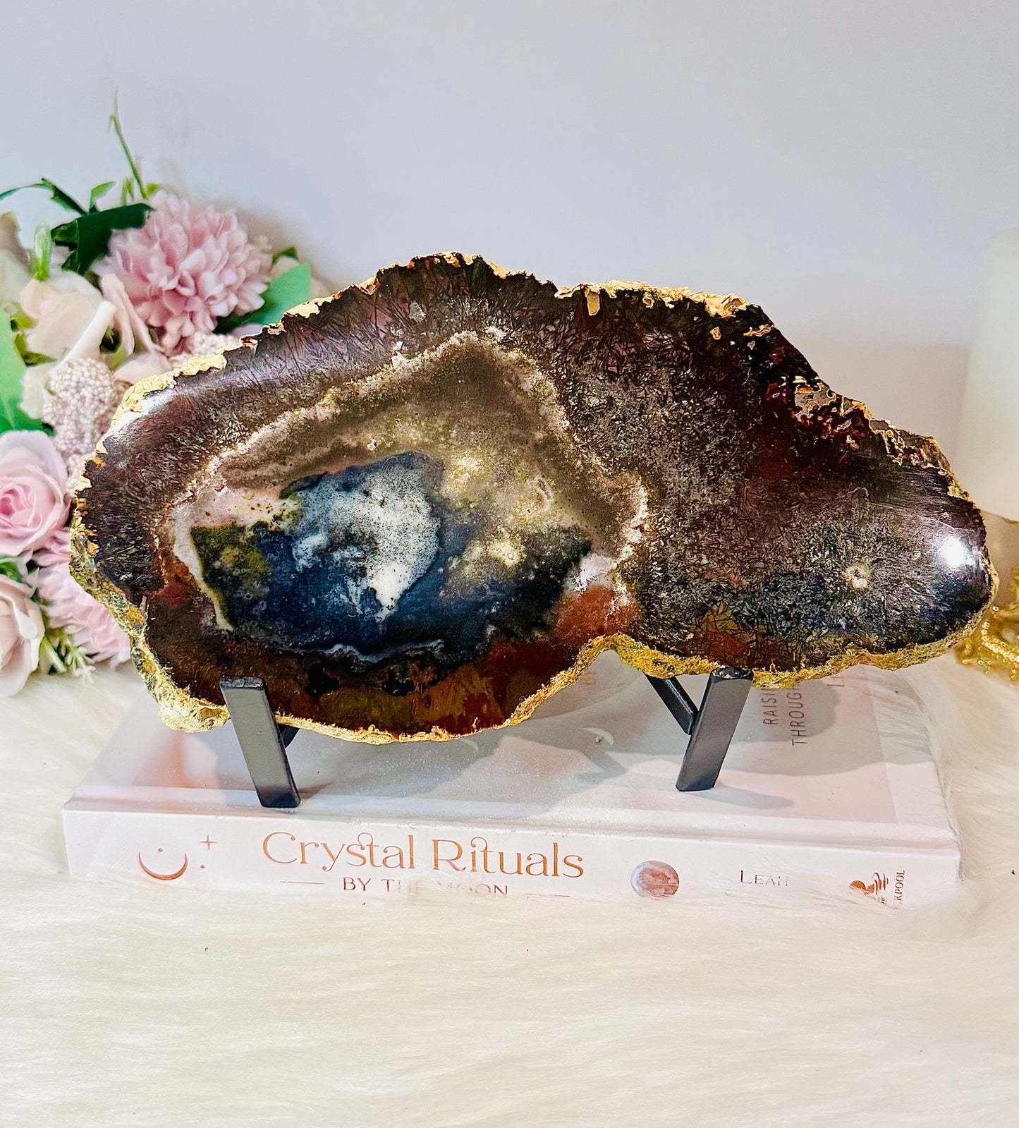 Large Ocean Jasper Slab on Stand 22cm