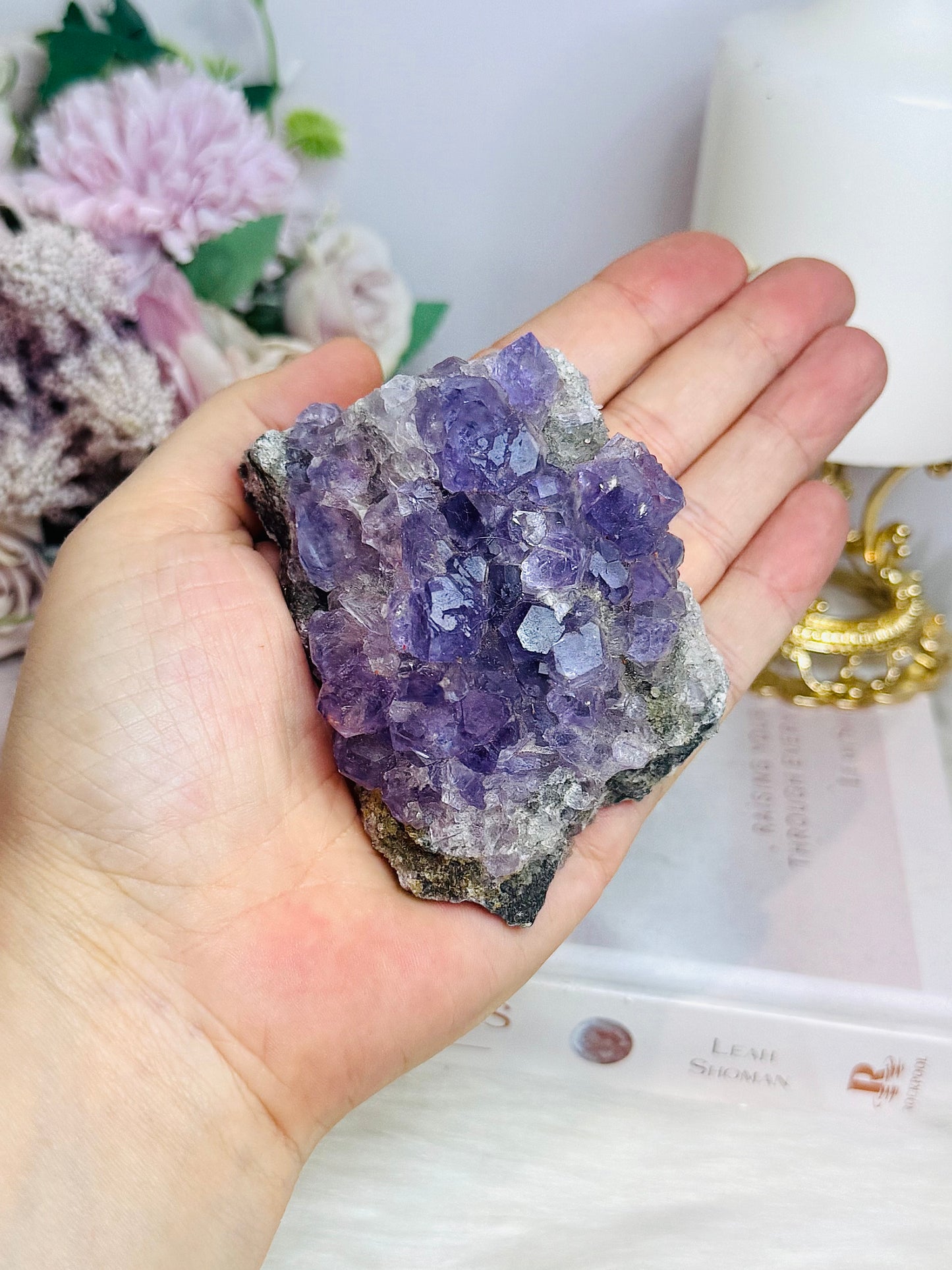 High Grade Purple Cubed Fluorite Cluster with Inclusions 235g