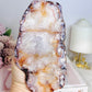 Polished Flower Agate Slab On Stand 19cm
