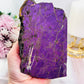 Incredible Rare Natural Velvet Purpurite Large Slab On Gold Stand 578grams