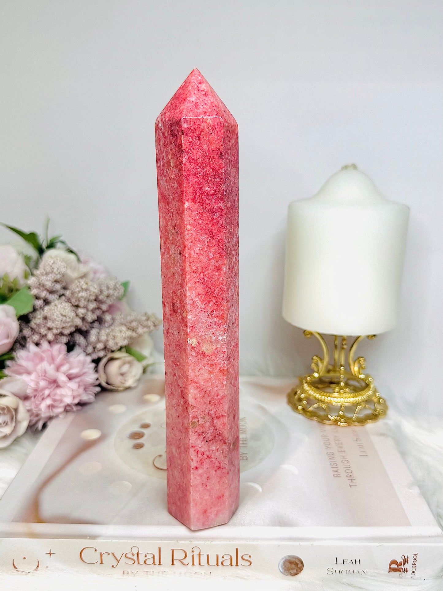 Large Thulite Tower with Epidote Inclusions 20cm