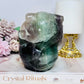 Large Fluorite Carved Skull with Bear Head 1.68KG