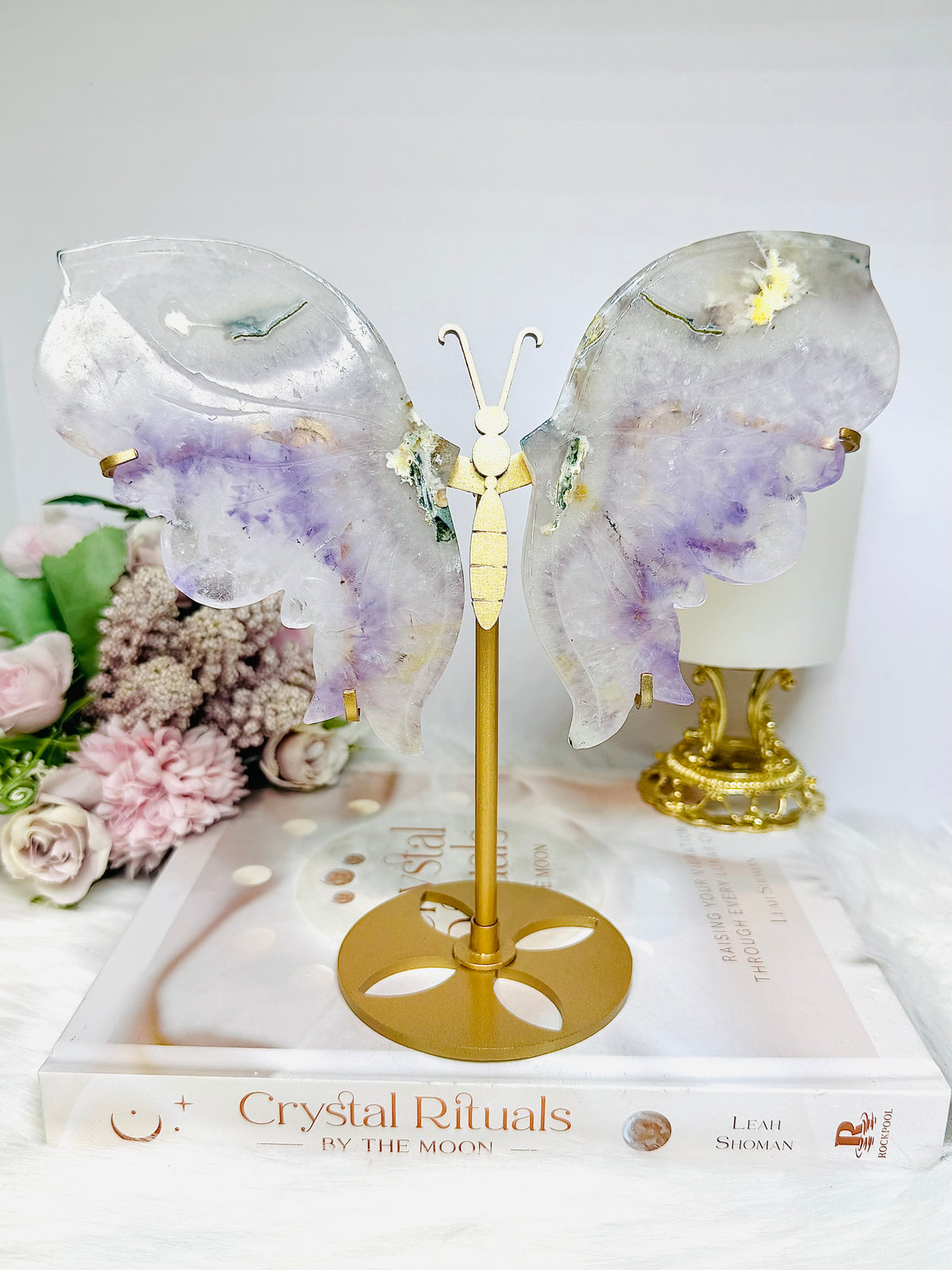 Amethyst In Quartz Wings on Stand 19.5cm