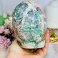 Large Natural Pink Amethyst Base Cut Freeform Cluster with Green Jasper Inclusions 962g