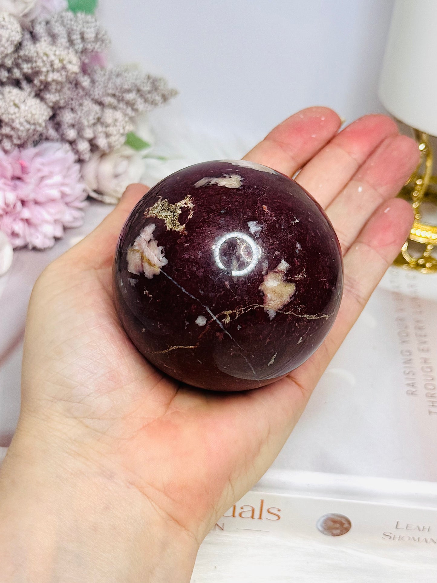 Large Red Jasper Sphere on Stand 471g