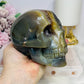 Large Druzy Amethyst X Agate Carved Skull 13cm 1.09KG