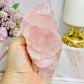 Large Rose Quartz Carved Rose on Stand 15cm