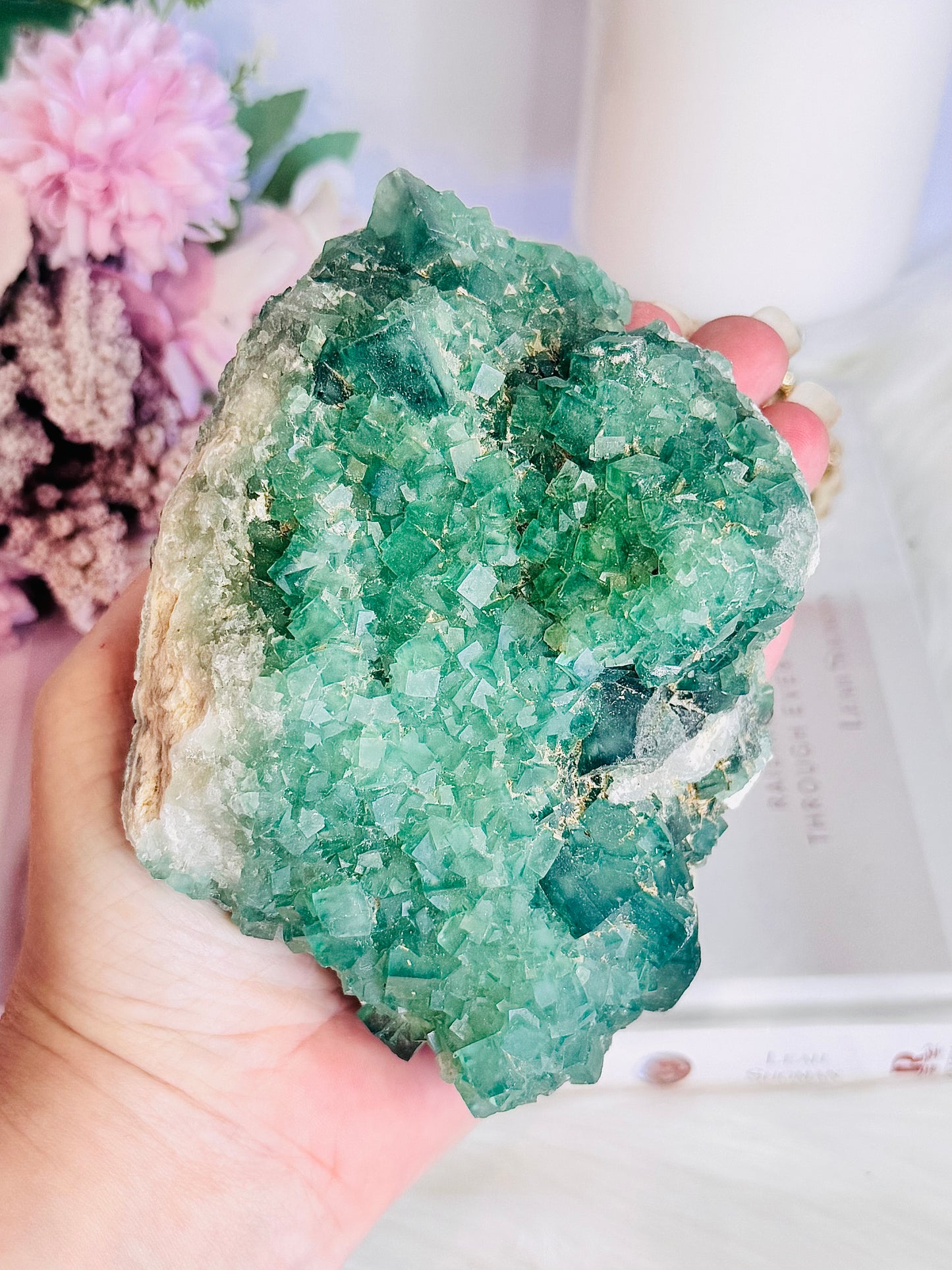 Natural Large Chunky 14cm 867gram Green Cubed Fluorite Specimen