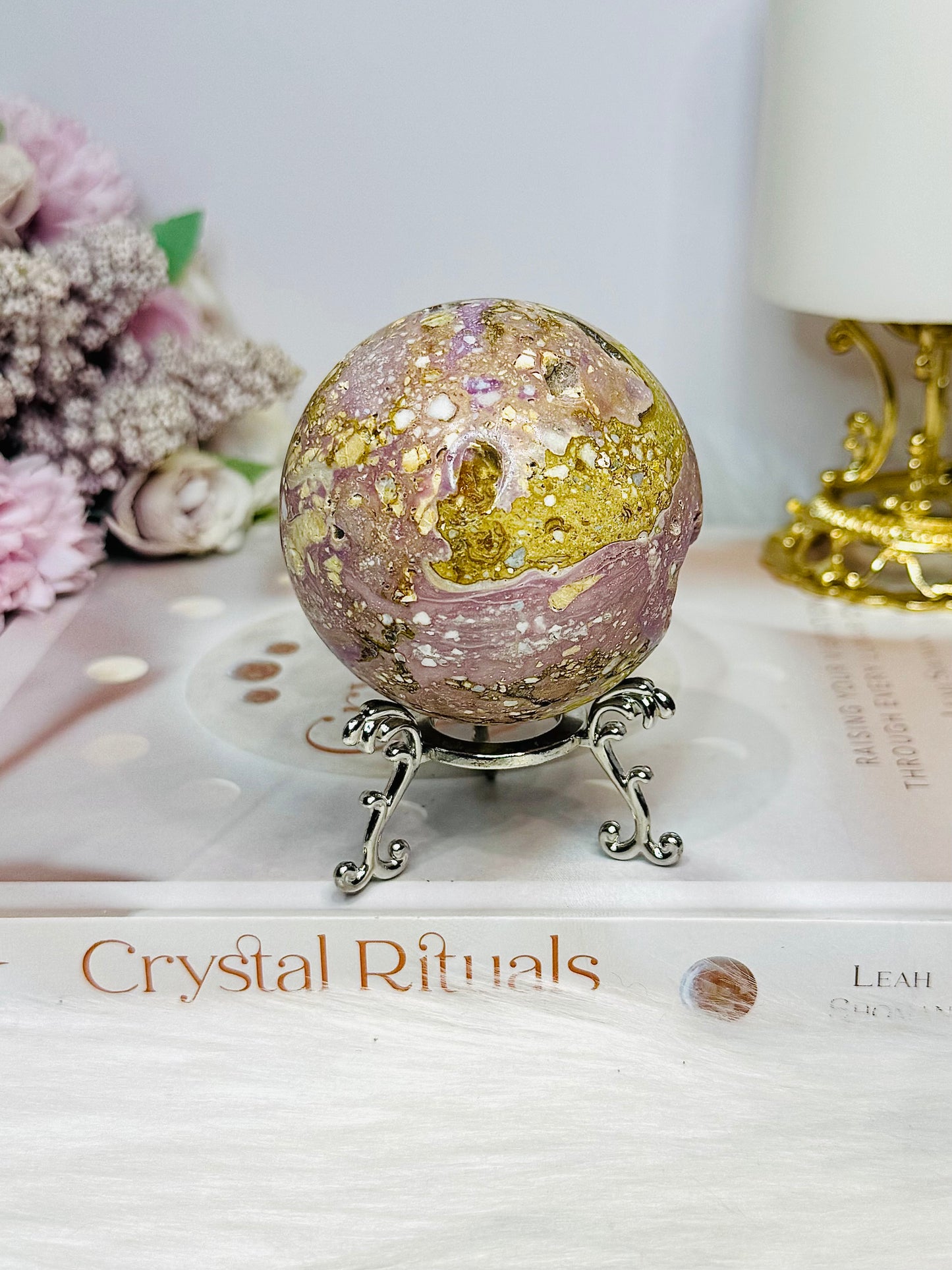 Large Natural Phosphosiderite Sphere On Stand 278g