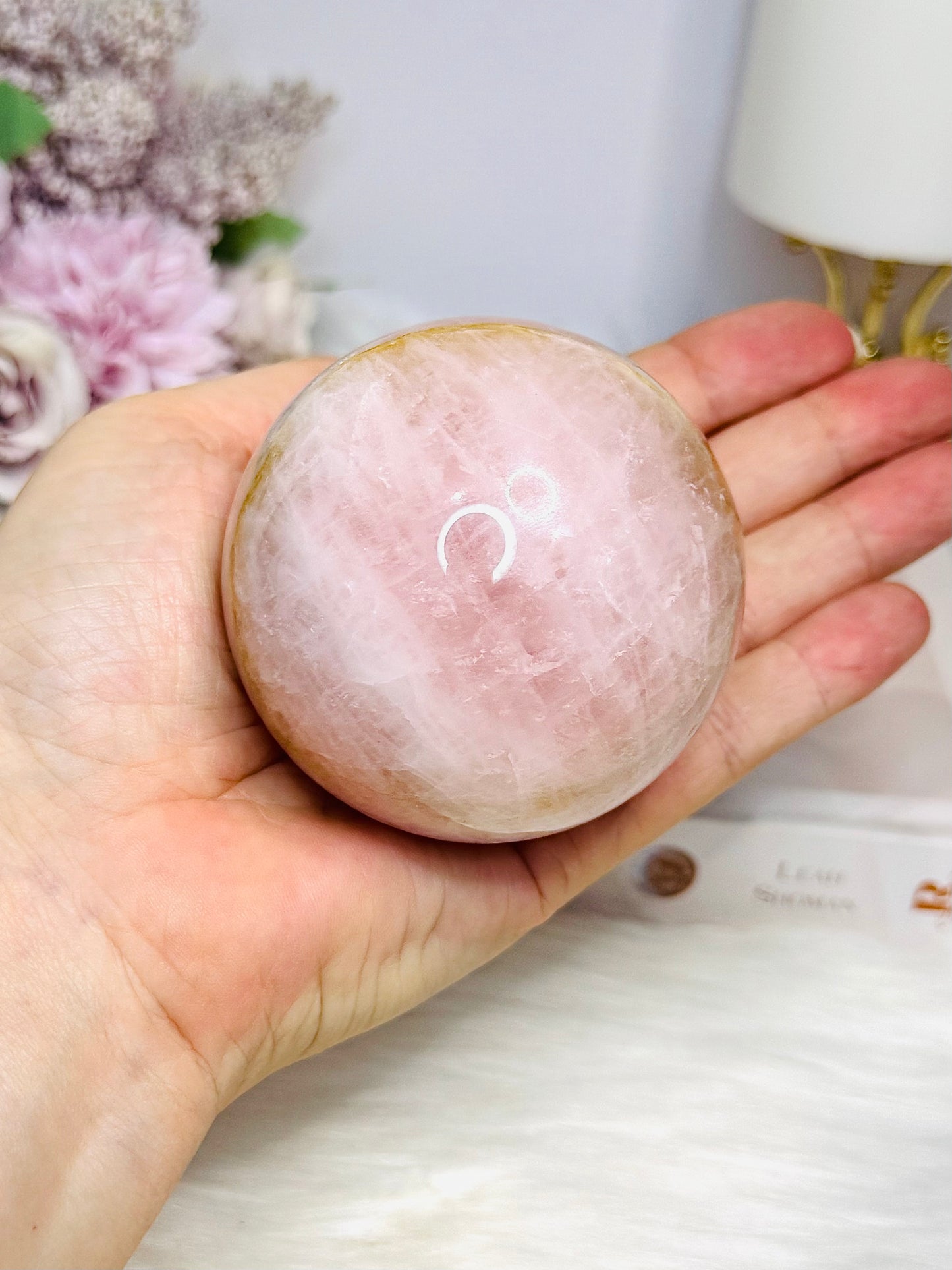Large Rose Quartz Sphere (with Iron Oxide) on Stand 408g