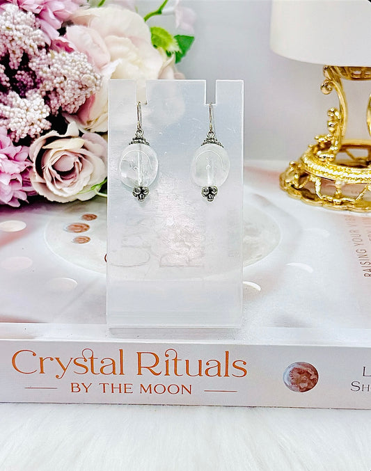 Absolutely Stunning Clear Quartz Earrings In Gift Bag