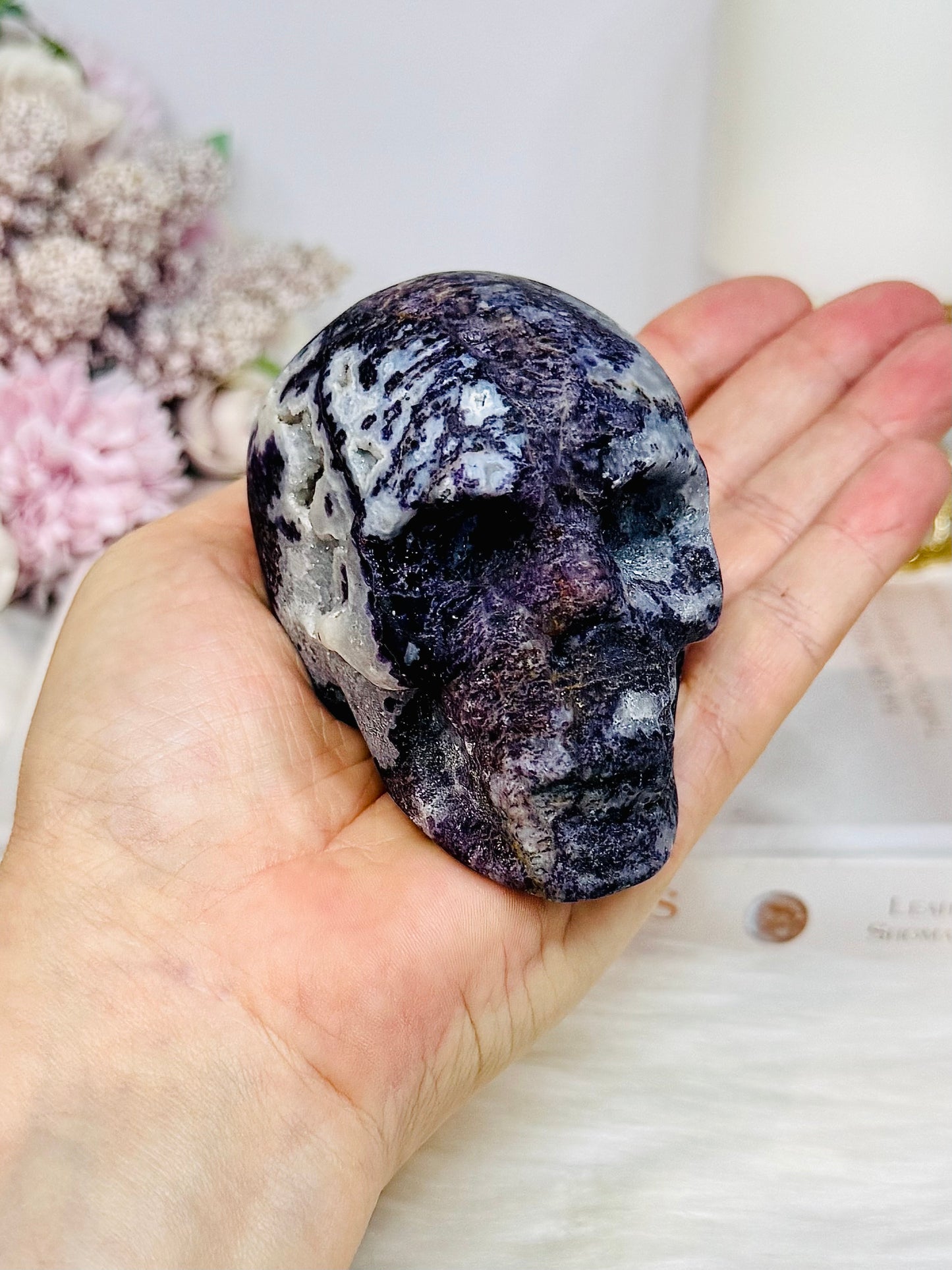 Purple Sphalerite Druzy Skull 8cm 419g