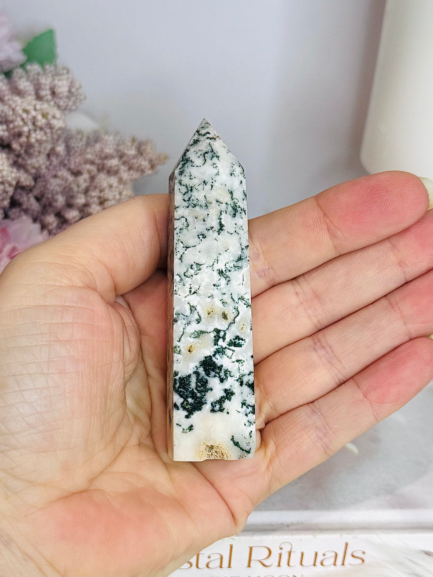 Moss Agate Tower 8.5cm