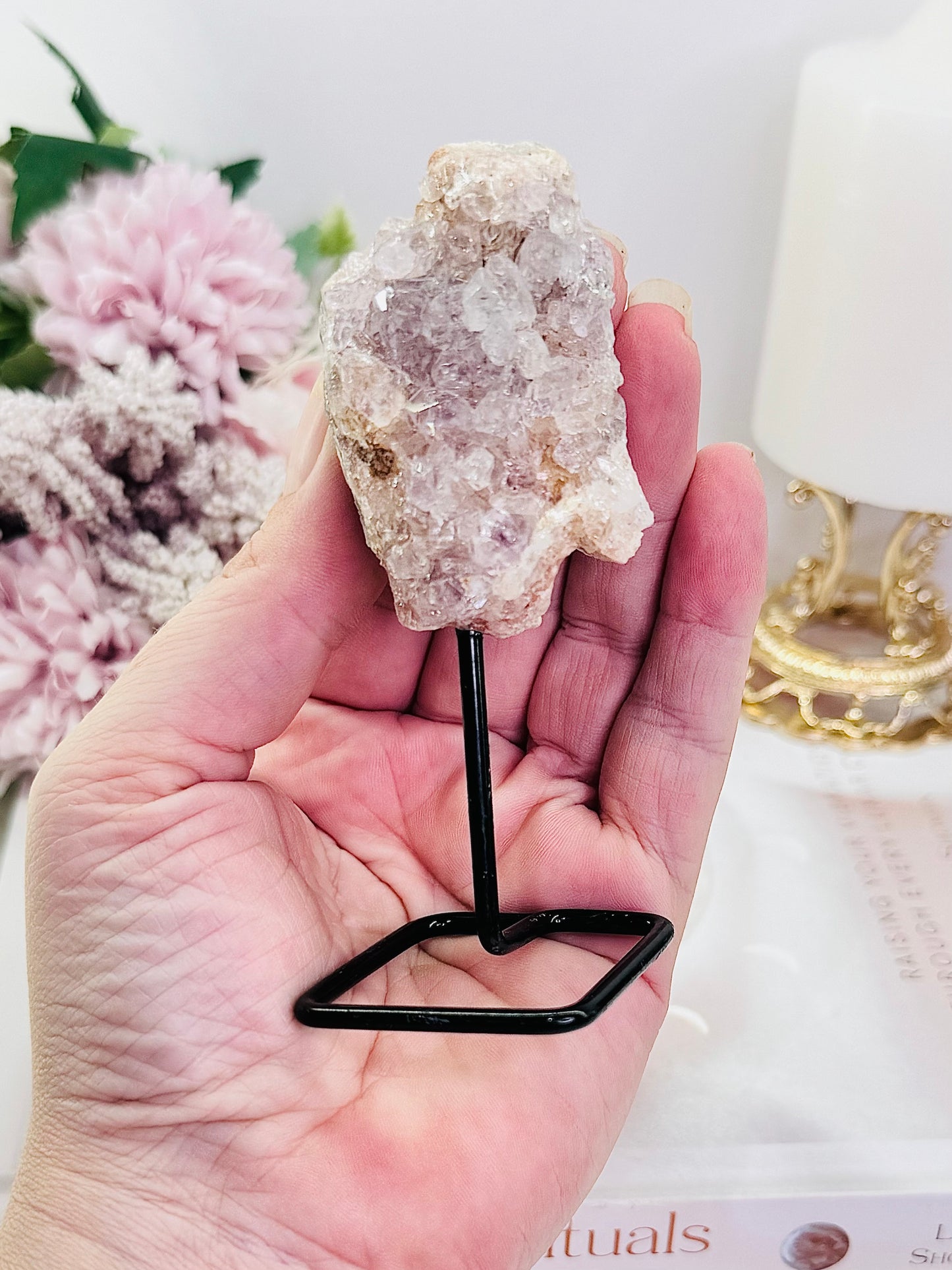 Gorgeous Sparkling Natural Pink Amethyst Geode on Stand From Geode 10cm