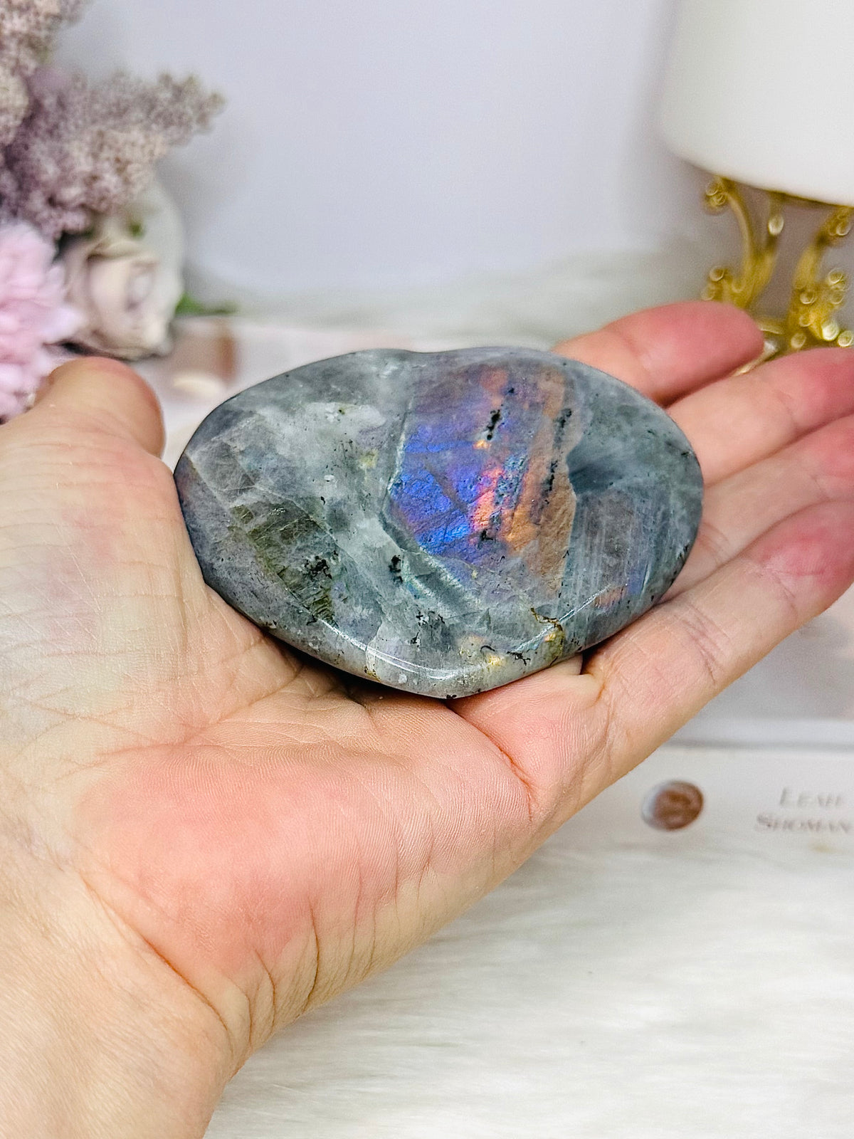 Labradorite Heart with Purple Flash 8cm