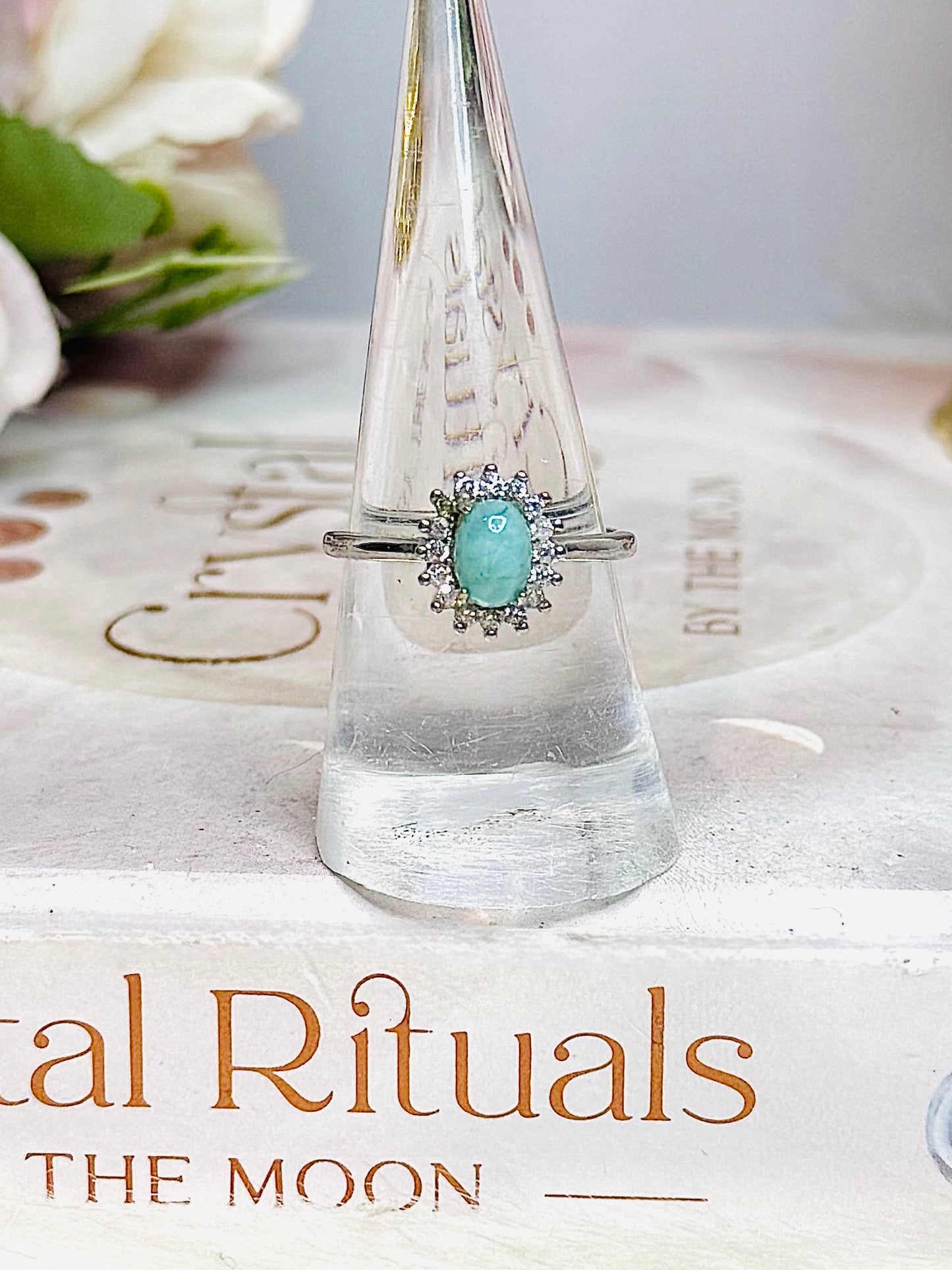 Adjustable Larimar Ring In Gift Bag