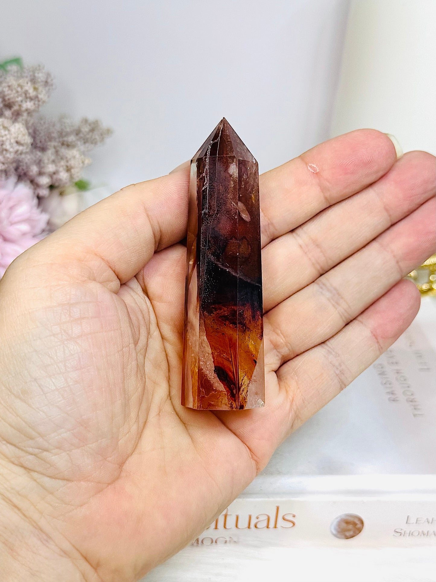High Grade Fire Quartz Tower with Rainbows 8cm