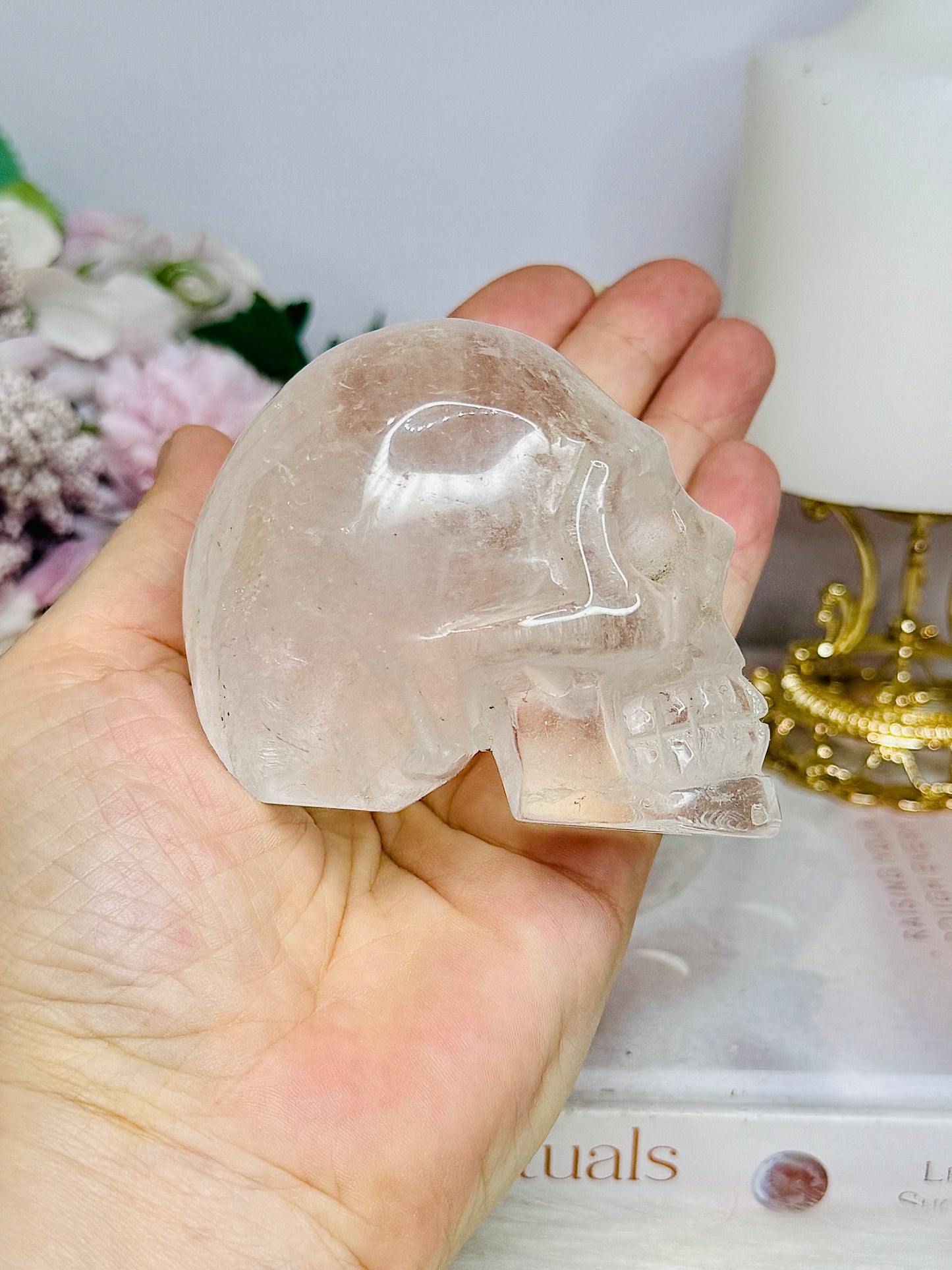 Clear Quartz Carved Skull 306g 7.5cm