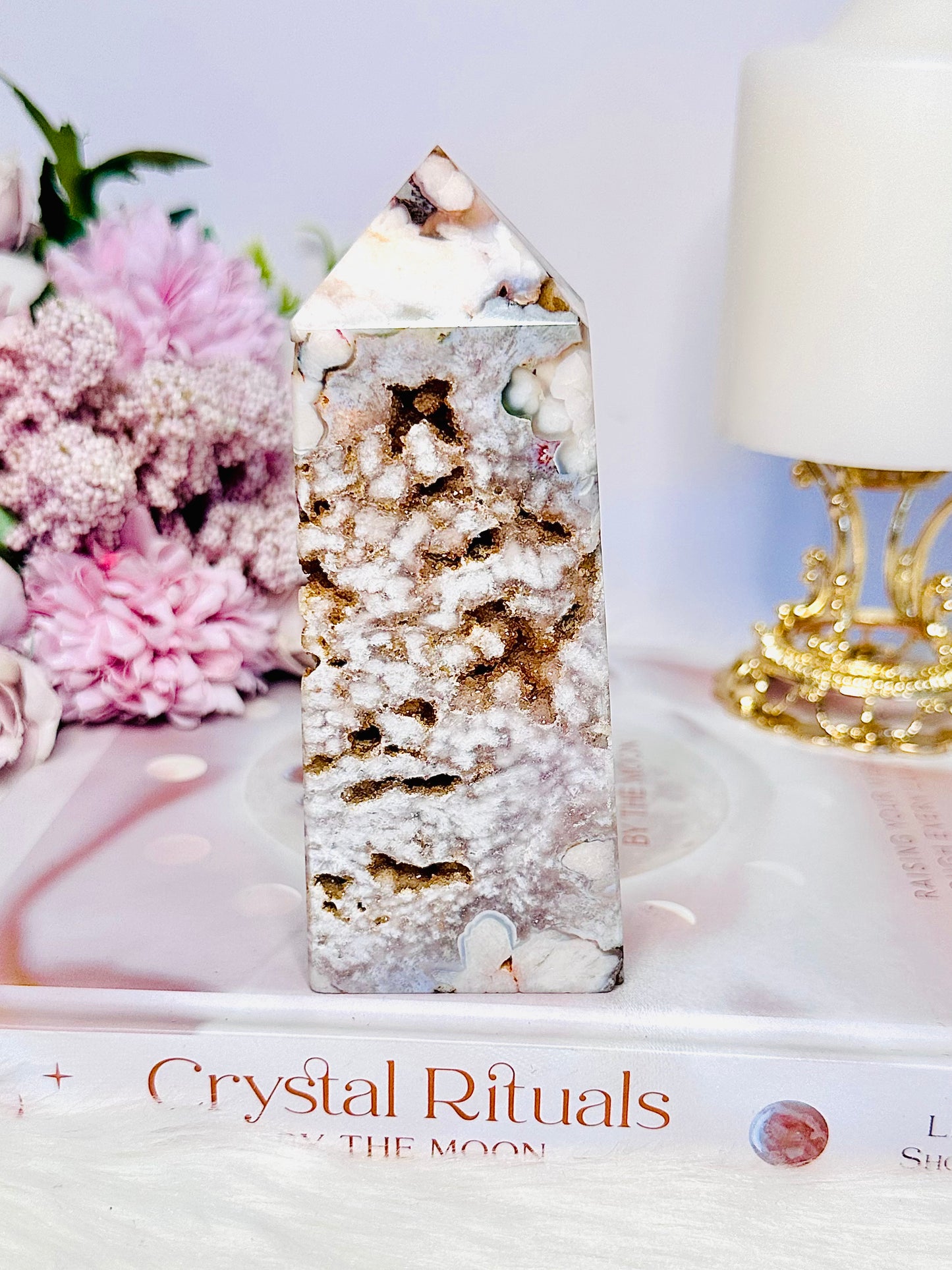 The Most Stunning Druzy Flower Agate Chunky Tower 12cm 318grams ~ A Spectacular Piece Of Beauty