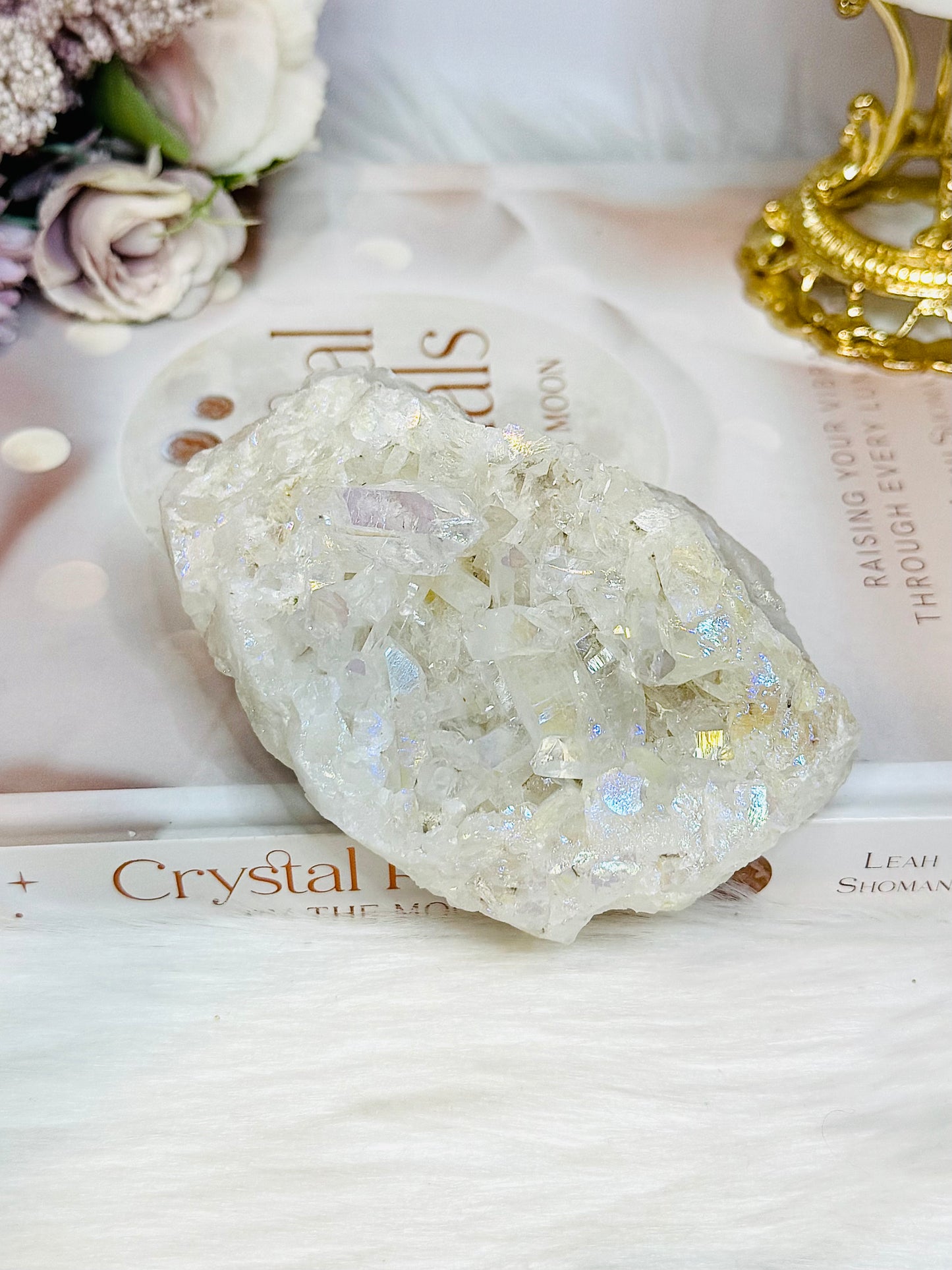 Large Angel Aura Clear Quartz Cluster 428g