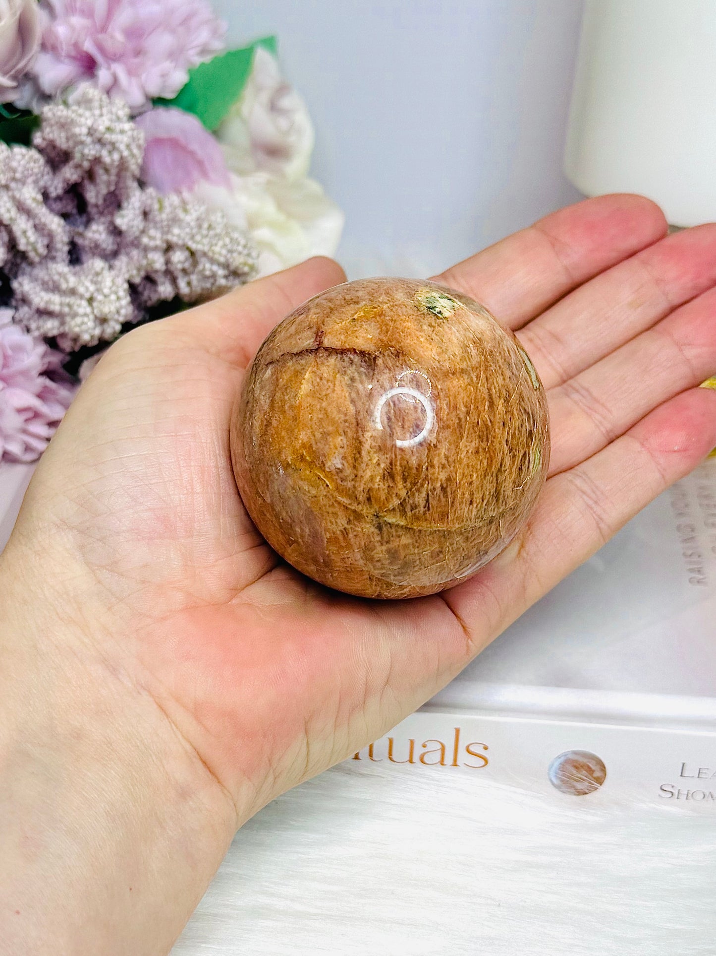 Moonstone X Sunstone Sphere On Stand 267g