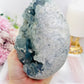 Huge 1.77KG Natural Blue Celestite Druzy Egg On Stand