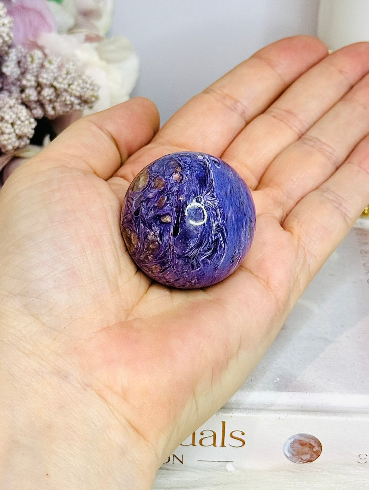 Natural Rare Charoite Sphere On Stand 76g