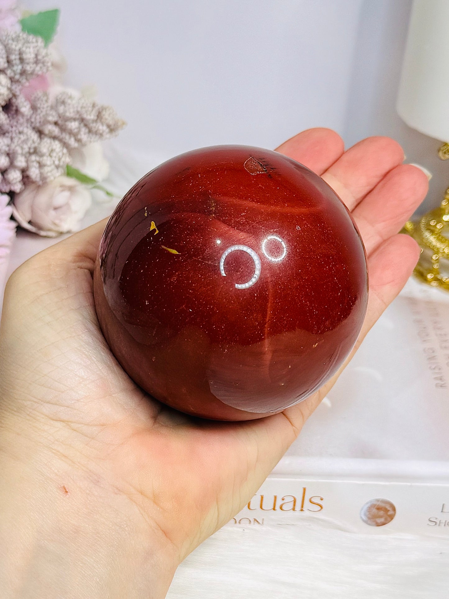 Large Mookaite Jasper Sphere on Stand 604g