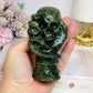 Green Jade Carved Skull, Hand & Snake 11cm 379g