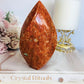 Incredible Large Chunky 14cm Sunstone Carved Flame | Freeform