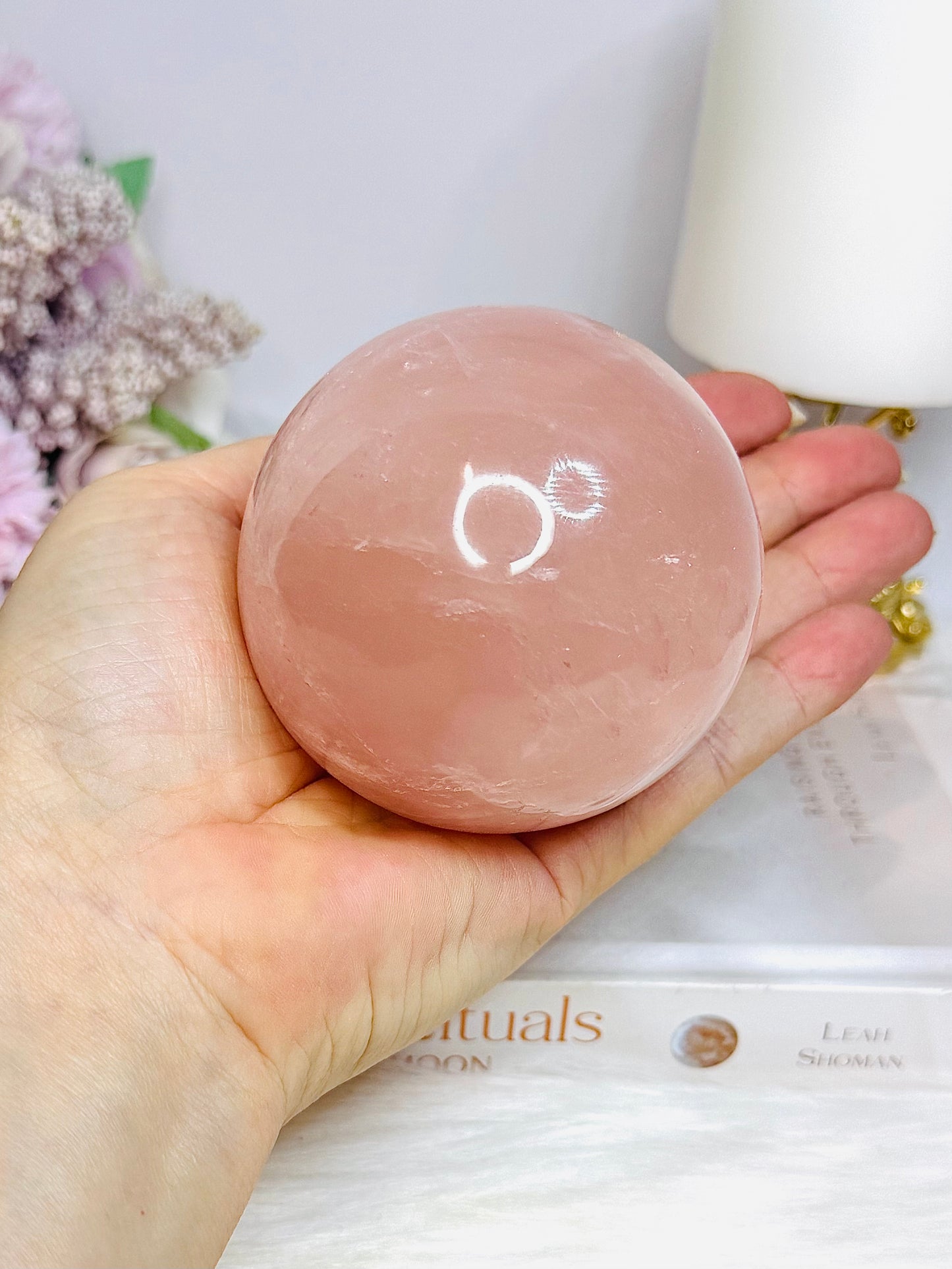 Large Rose Quartz Sphere on Stand 481g