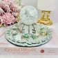 Classy & Fab Large Clear Quartz Crackle Sphere on Stand, with 4 Angel Aura Quartz Tumbles on 15cm Diamonte Mirror Tray