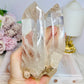 High Grade Clear Quartz Twin | Double Tower with Rainbows on Stand 18cm (on stand) 900g