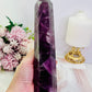 Fabulous Tall 23.5cm 968gram Purple Fluorite Tower with Rainbows