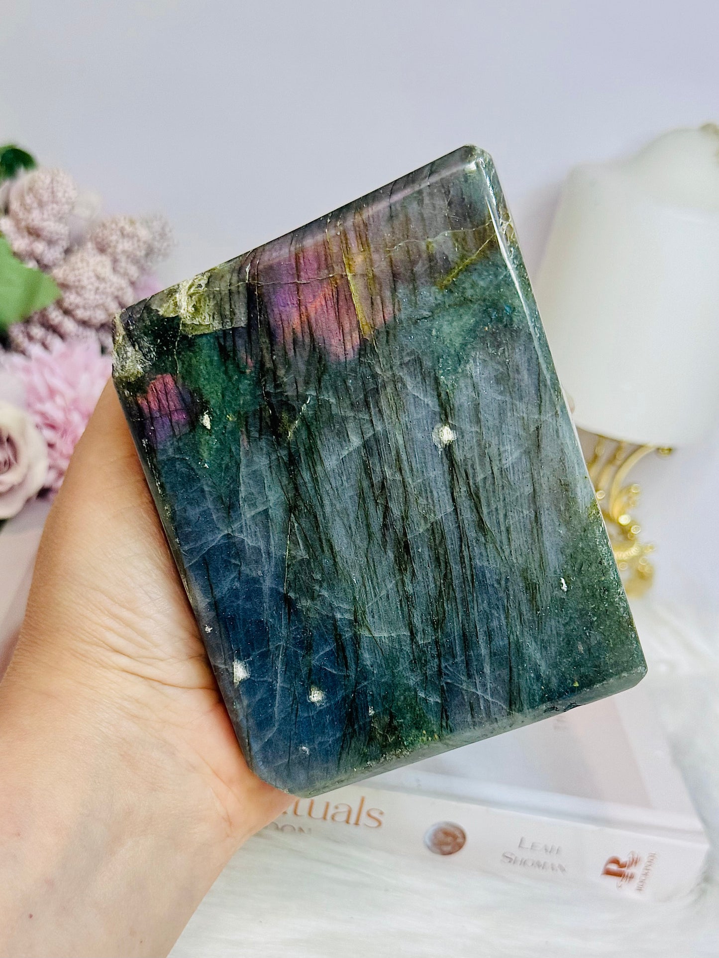 Large Labradorite Freeform with Pink & Purple Flash ~ Half price due to damage and a chipped edge 1.13KG