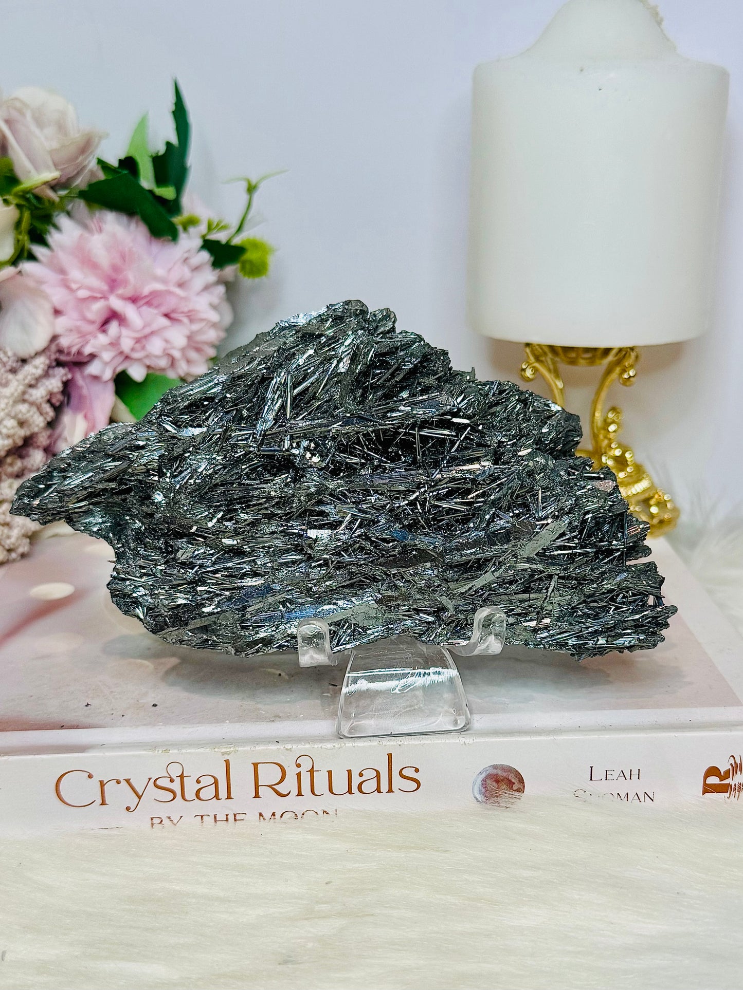 Natural Stibnite | Antimonite Large Specimen On Stand 414g