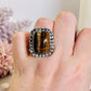 Large Natural Tigers Eye Adjustable Ring In Gift Bag