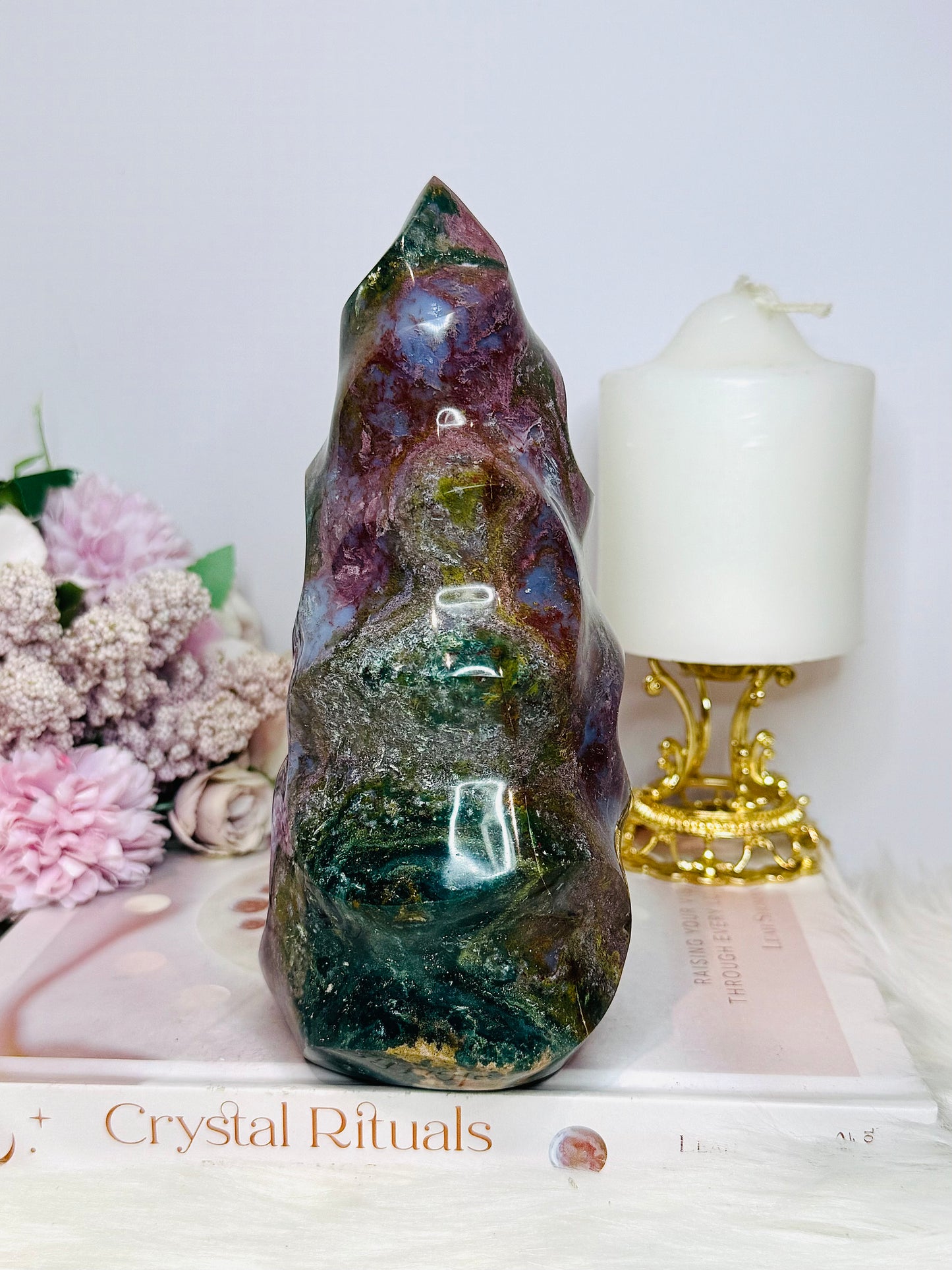 Huge High Grade Ocean Jasper Carved Flame 18cm 1.3KG