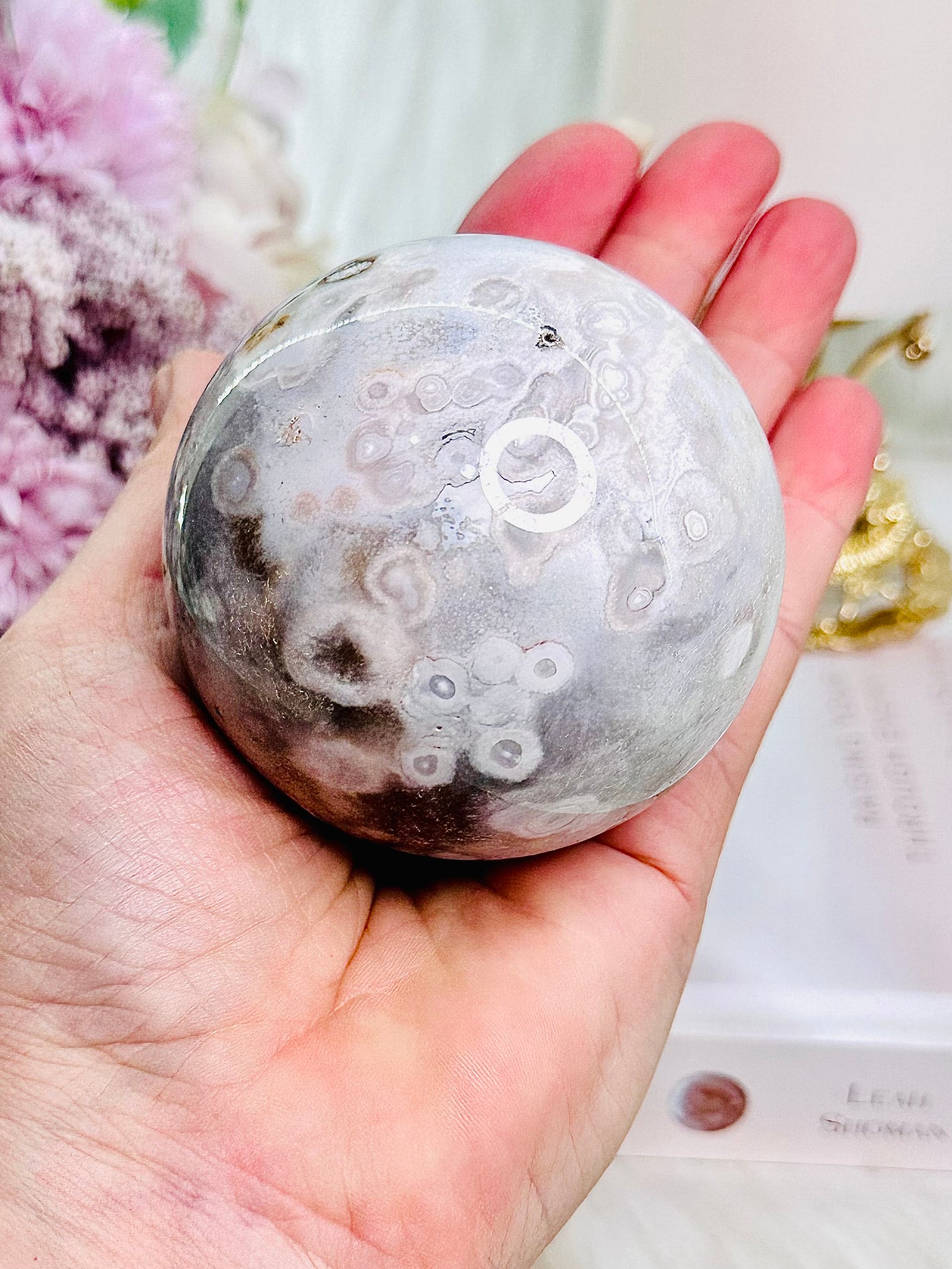 Stunning Large 401gram  Pink Amethyst Sphere On Stand from Brazil (glass stand in pic is display only)