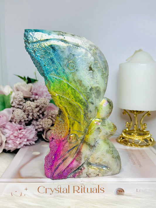Large Aura Quartz Carved Angel 17cm 710g