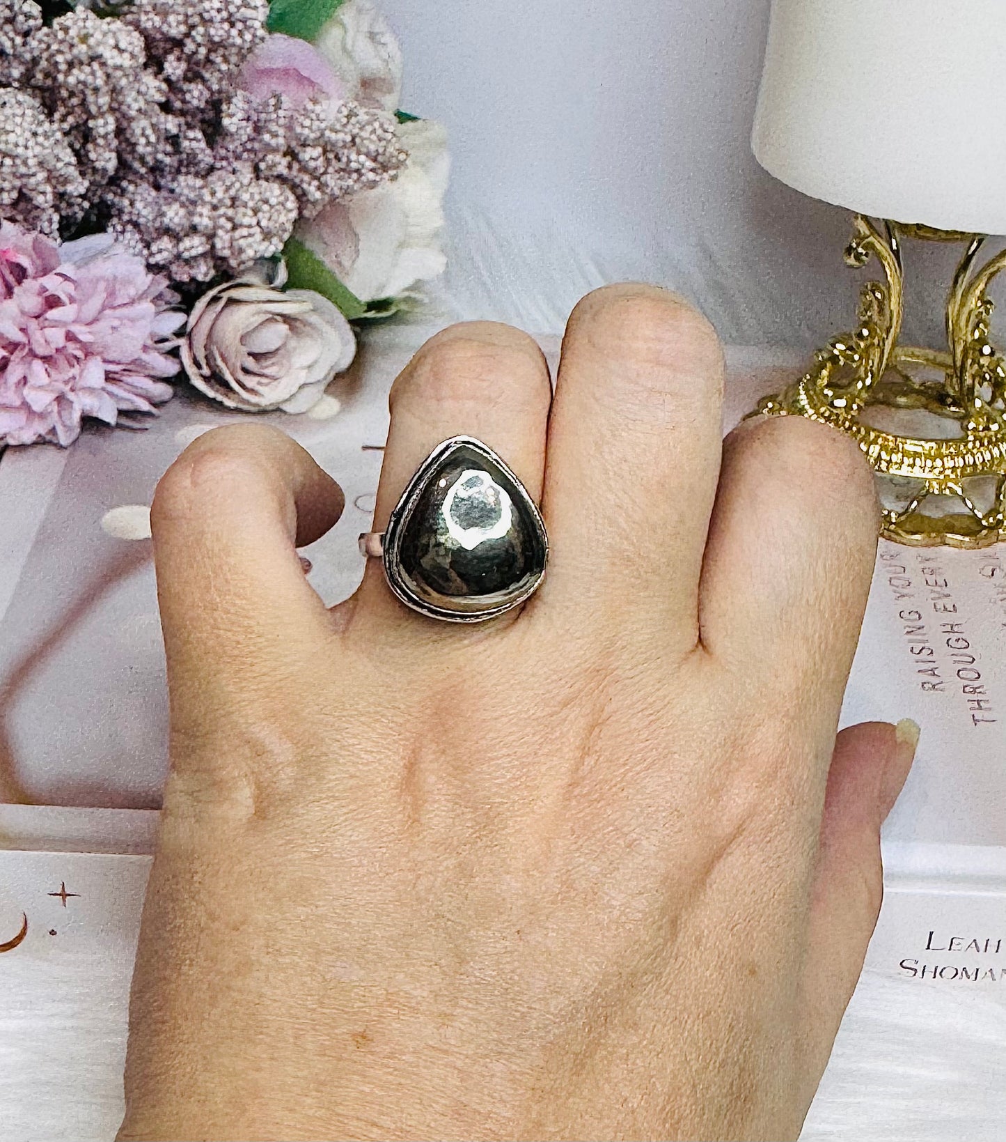 Sterling Silver 925 Pyrite Ring Size 9 In Gift Bag