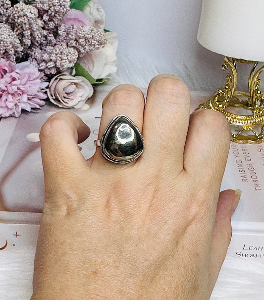 Sterling Silver 925 Pyrite Ring Size 9 In Gift Bag