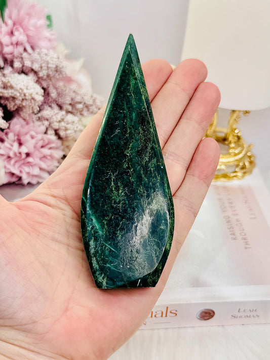 Beautiful 12cm Green Emerald Jasper Freeform | Flame