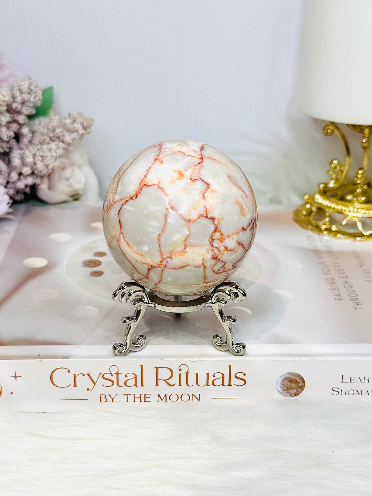 Red Vein Jasper Sphere on Stand 297g